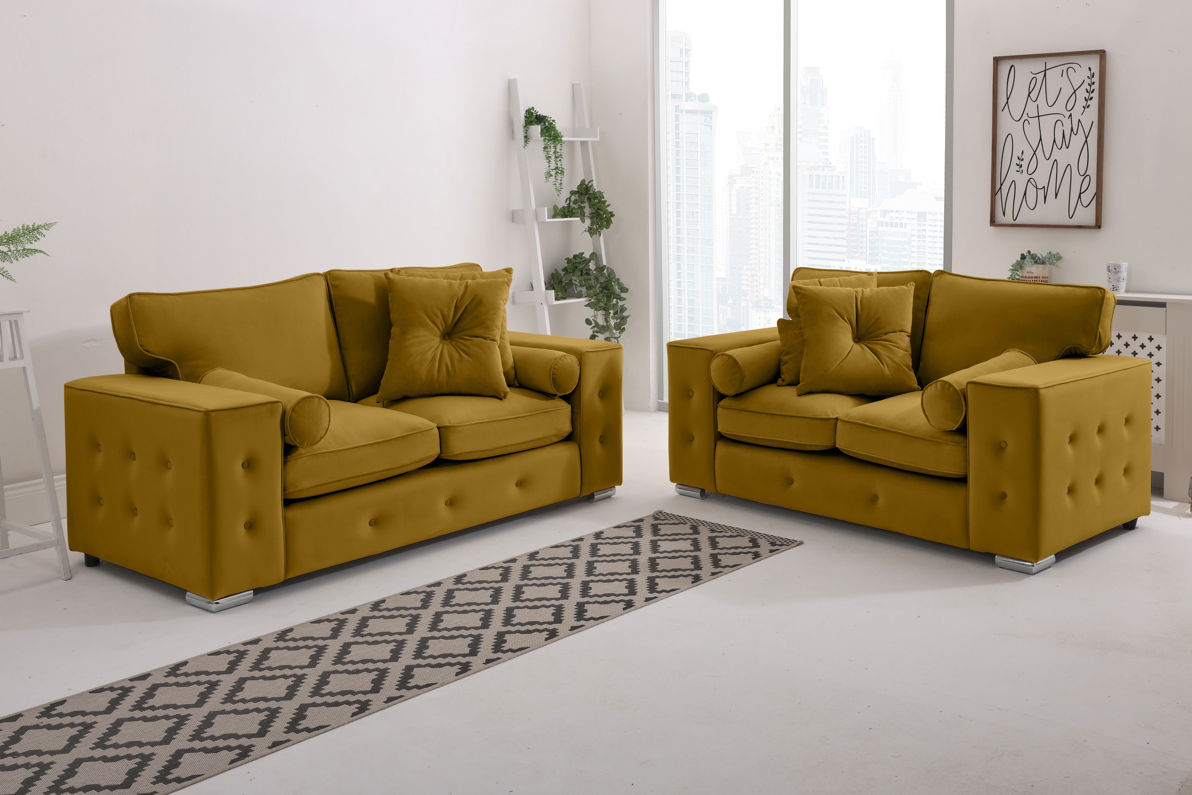 Callen 3+2 Fullback  + Bolster / Buttoned Cushions