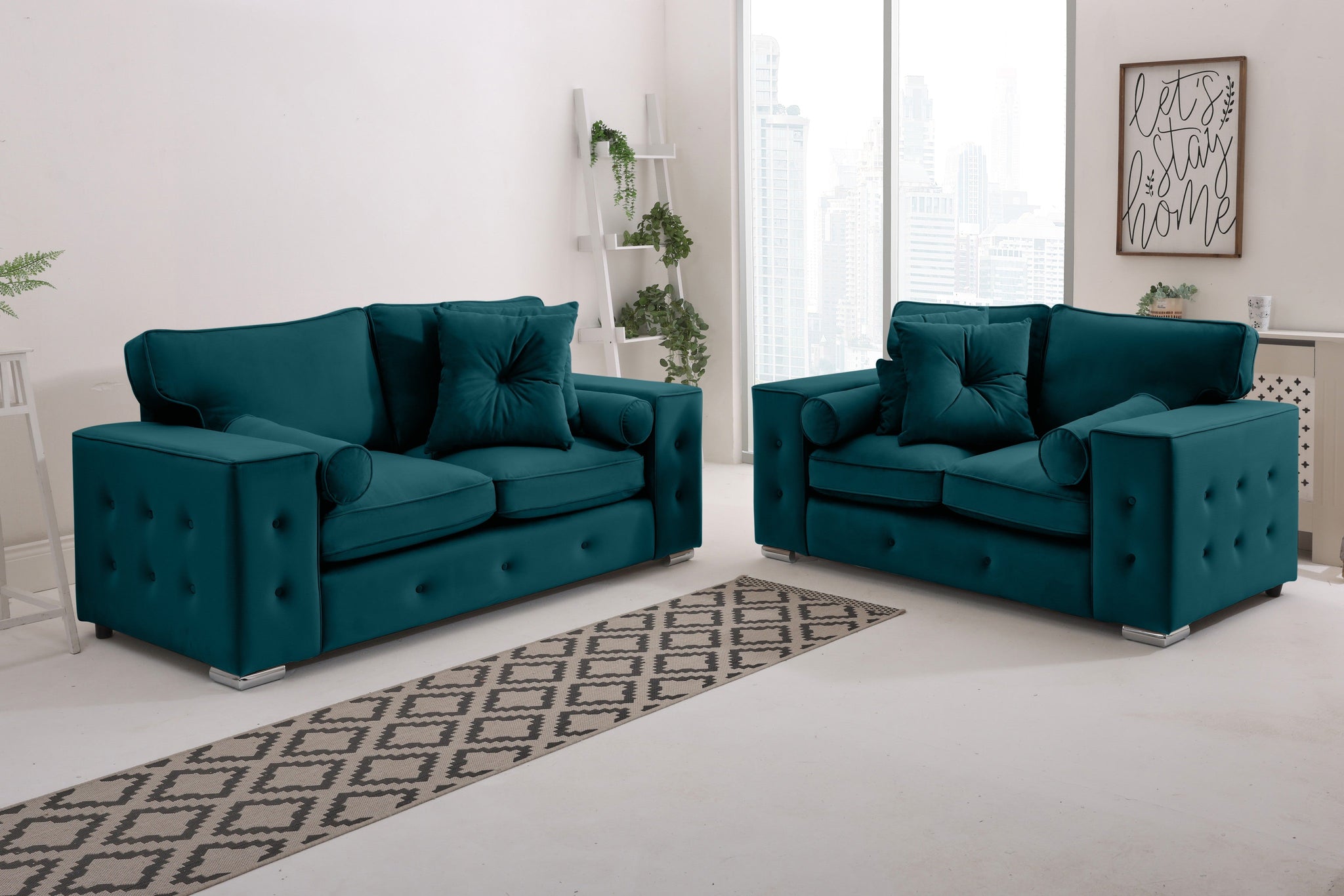Callen 3+2 Fullback  + Bolster / Buttoned Cushions