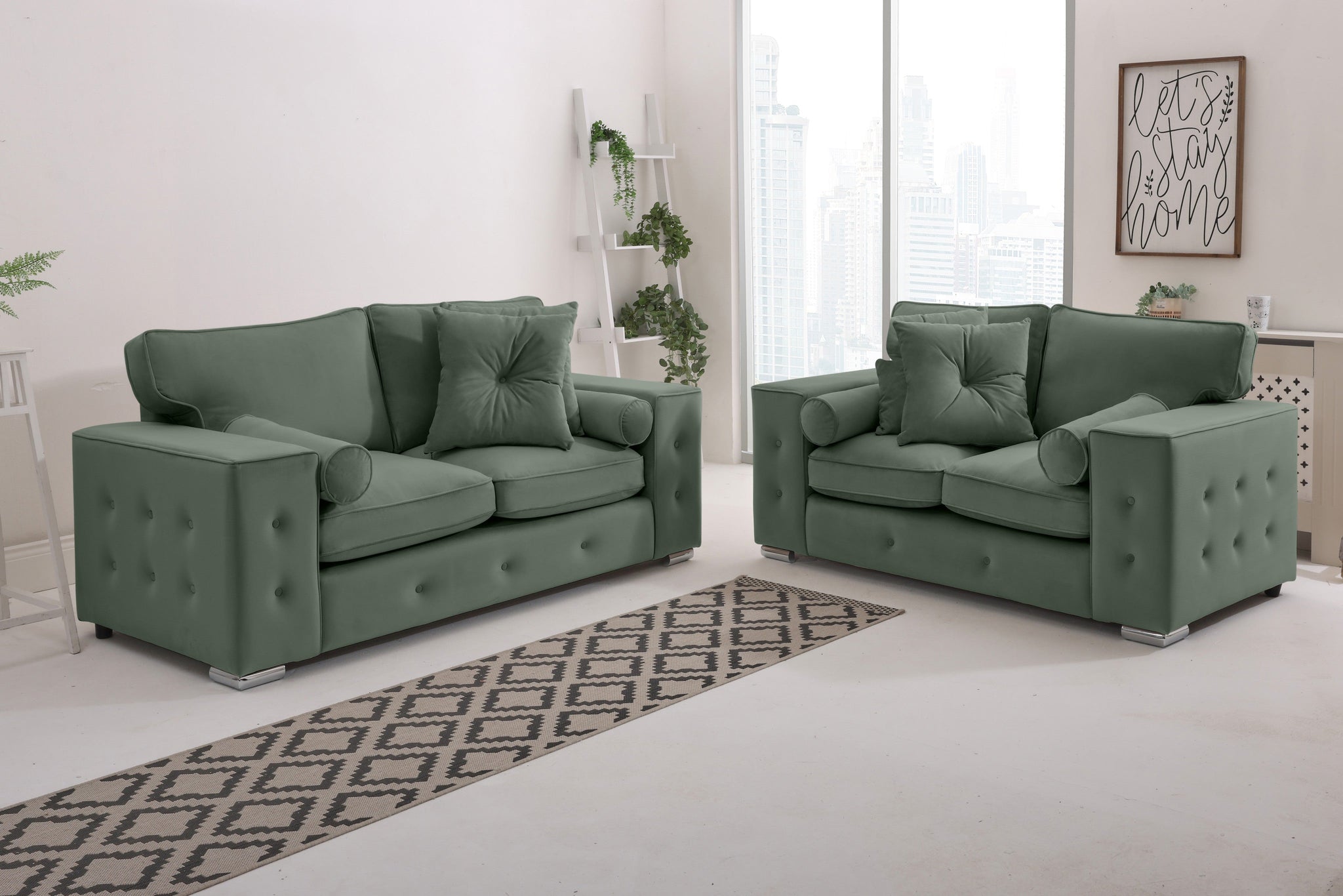 Callen 3+2 Fullback  + Bolster / Buttoned Cushions