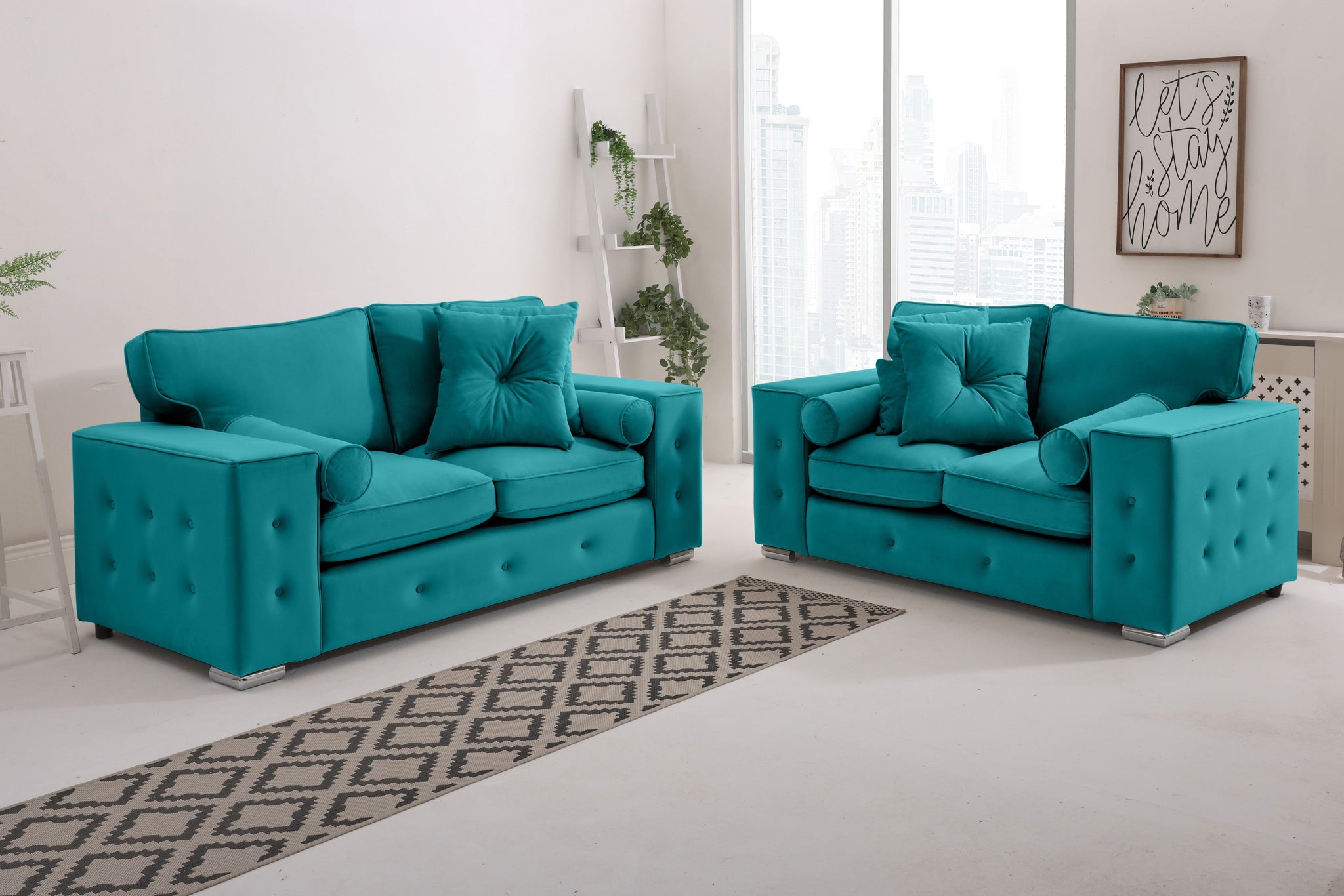 Callen 3+2 Fullback  + Bolster / Buttoned Cushions