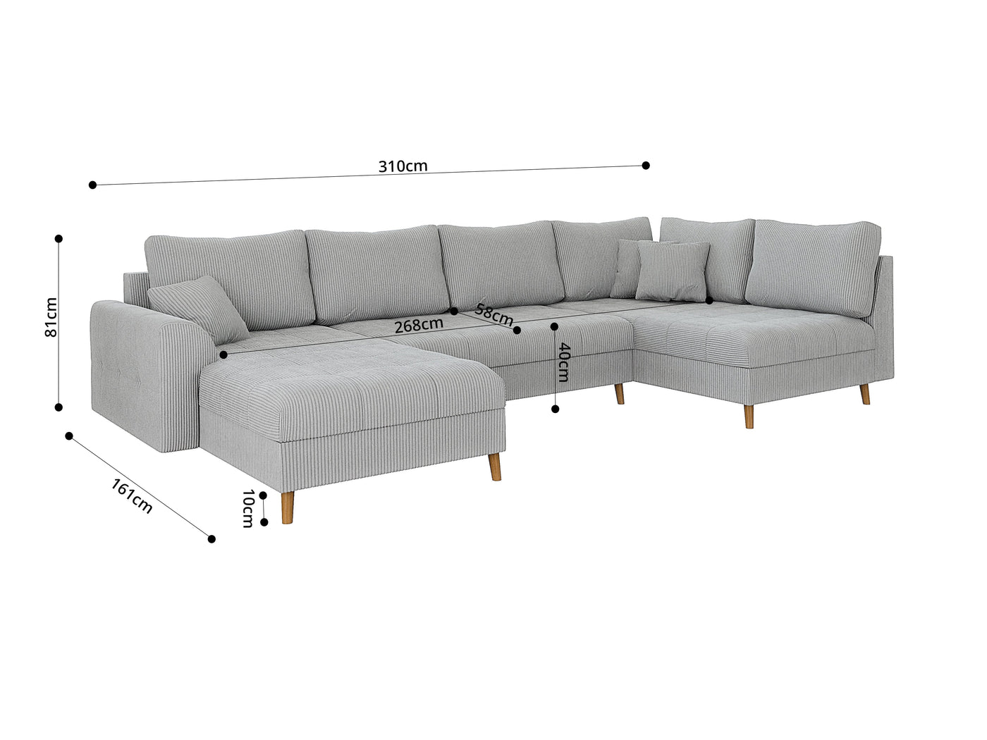 Harlow U Shape Sofa dimensions