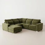 Monroe Olive Green Velvet Corner Sofa with Chaise