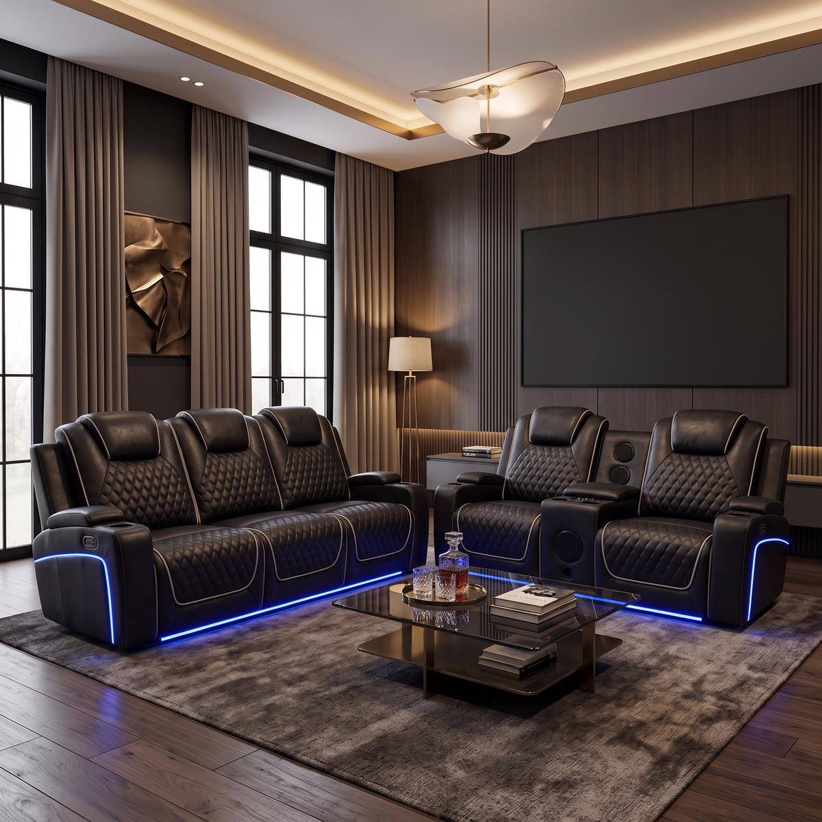 Lorenzo 3 + 2 Seater Electric Leather Recliner
