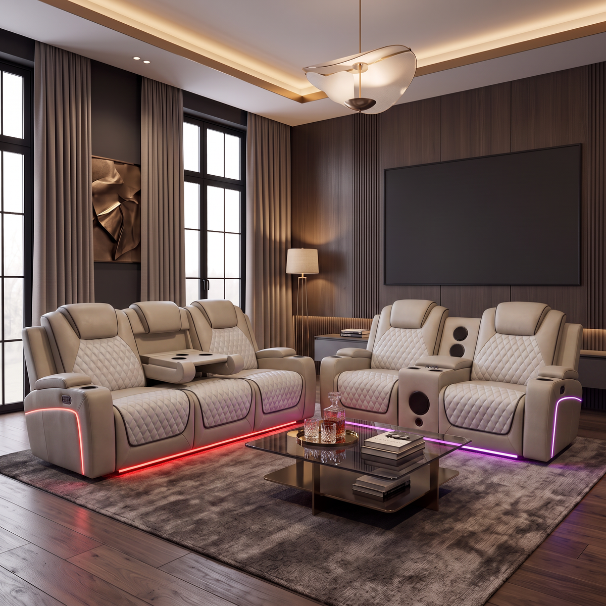 Lorenzo 3 + 2 Seater Electric Leather Recliner