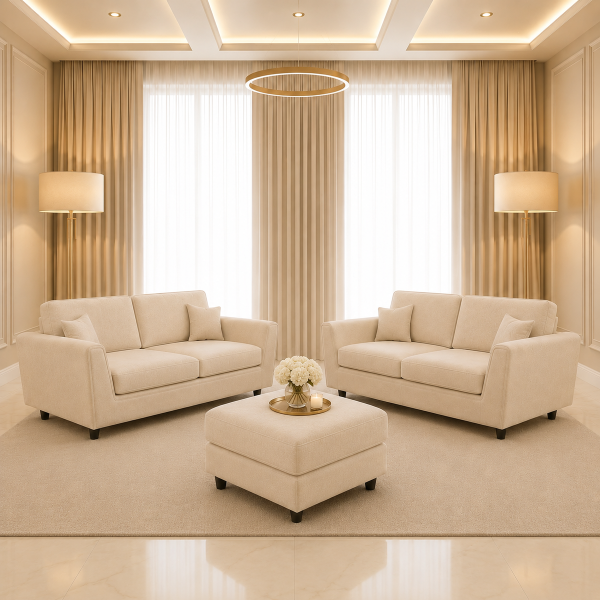 ImperialHighback 3 Seater & 2 Seater & Footstool Set