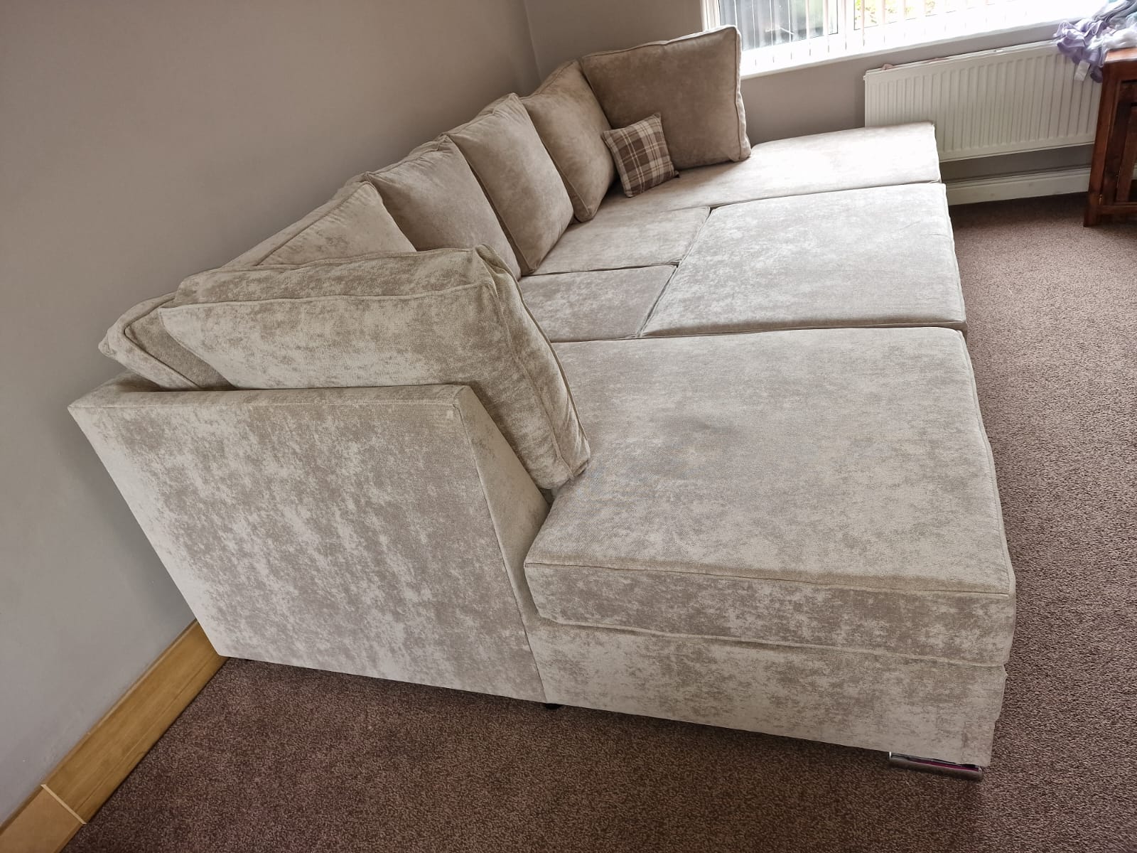 Lux U shape - Fullback Mink Chenille + Footstool - Sofa Empire UK