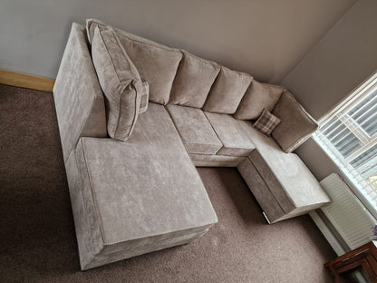 Lux U shape - Fullback Mink Chenille + Footstool - Sofa Empire UK