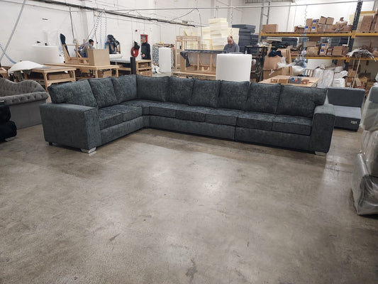 Madrid 8 Seater Corner - Coal Chenille Fullback - Sofa Empire UK