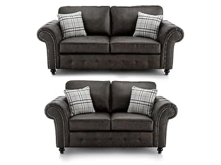 HugoBlack Bonded Leather 3+2 Sofa Set