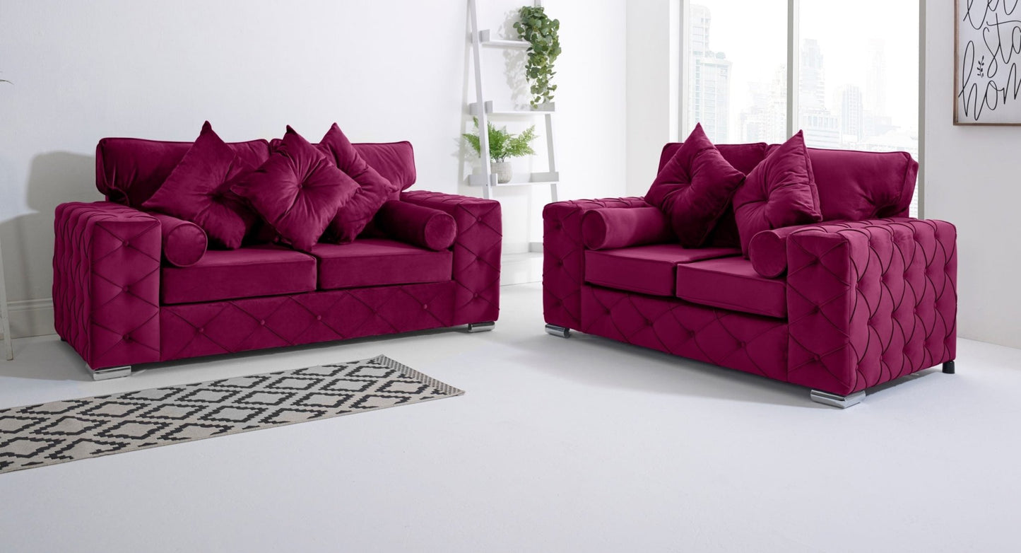 Milton 3+2 Fullback + Bolster / Buttoned Cushions - Sofa Empire UK