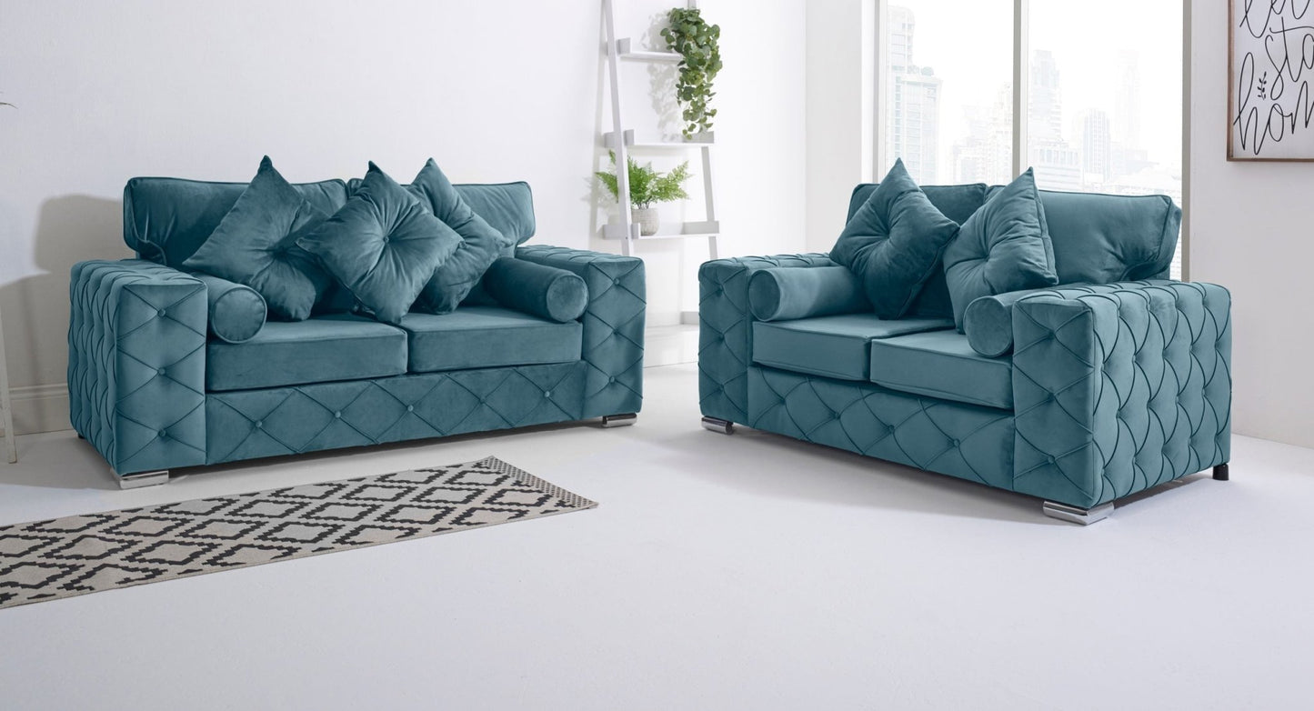 Milton 3+2 Fullback + Bolster / Buttoned Cushions - Sofa Empire UK