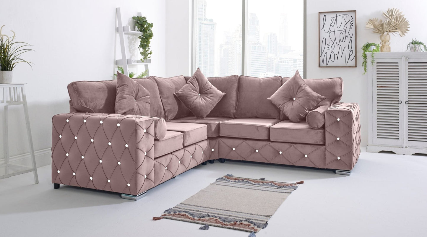 Milton Corner Fullback - 2c2 + Diamonds+ Bolster / Buttoned Cushions - Sofa Empire UK