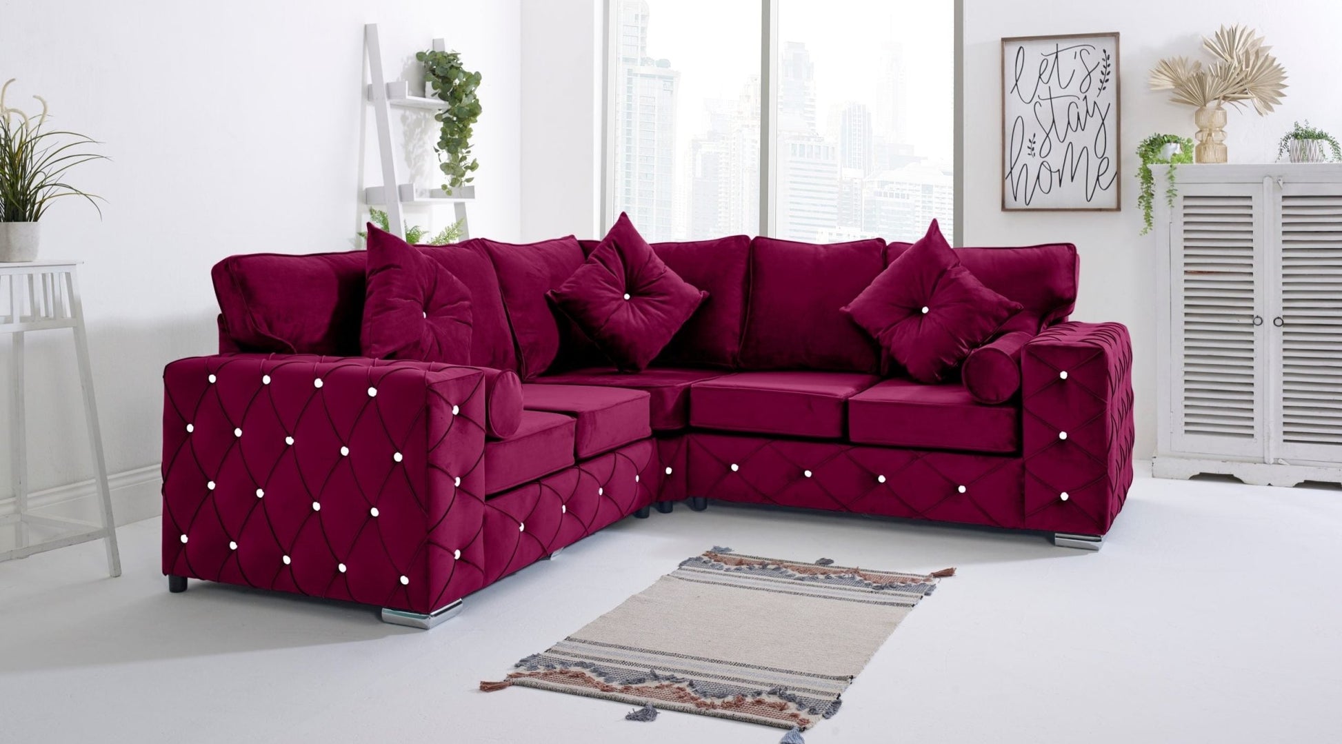 Milton Corner Fullback - 2c2 + Diamonds+ Bolster / Buttoned Cushions - Sofa Empire UK