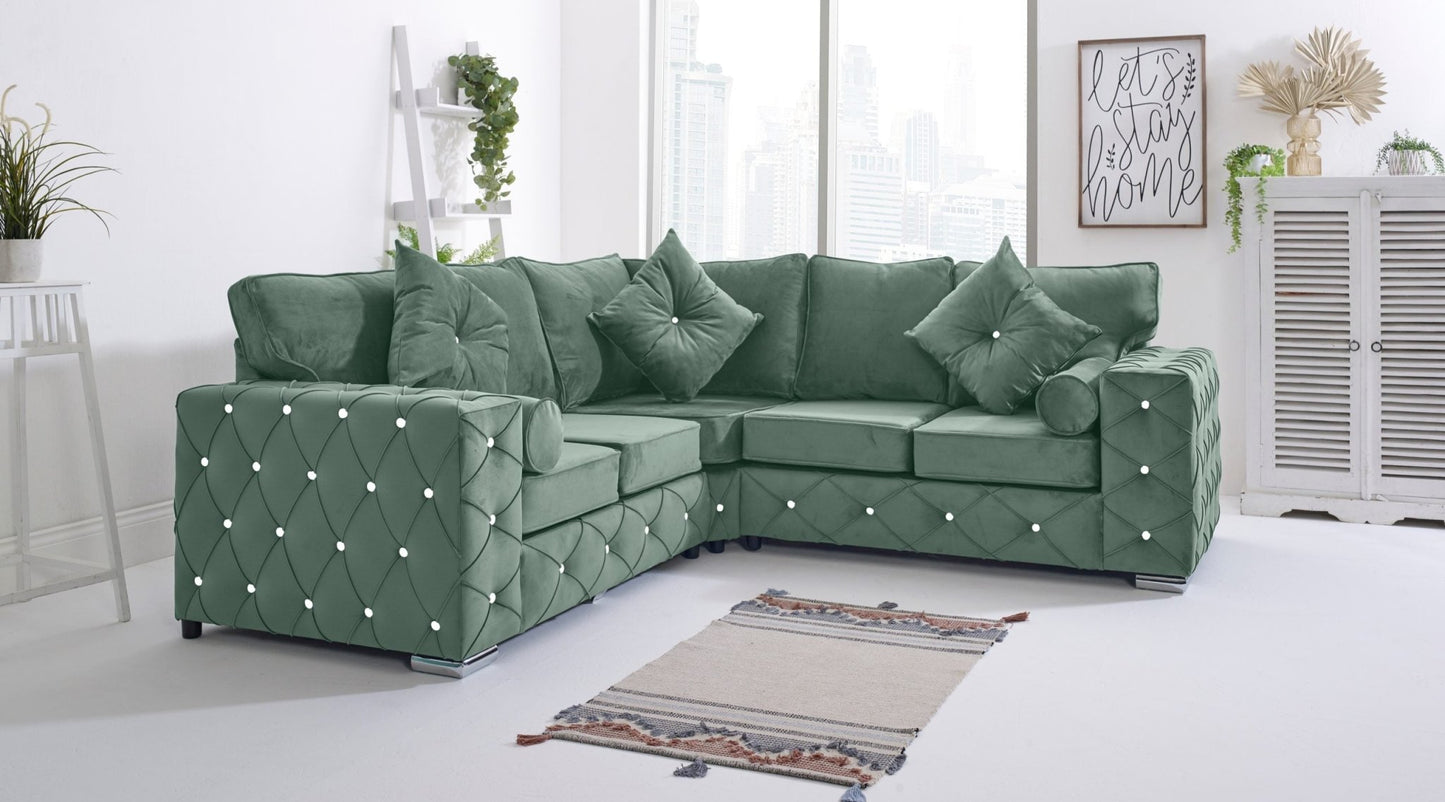 Milton Corner Fullback - 2c2 + Diamonds+ Bolster / Buttoned Cushions - Sofa Empire UK