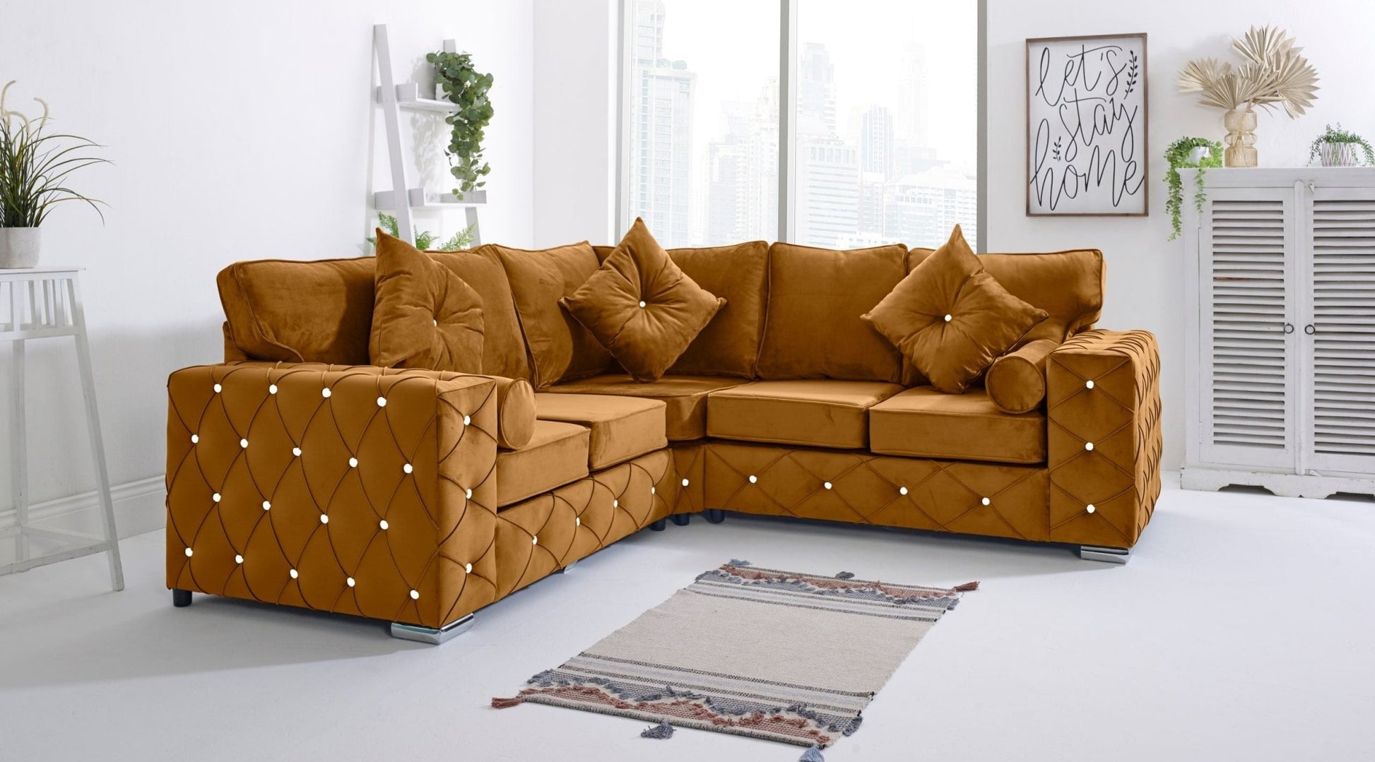 Milton Corner Fullback - 2c2 + Diamonds+ Bolster / Buttoned Cushions - Sofa Empire UK