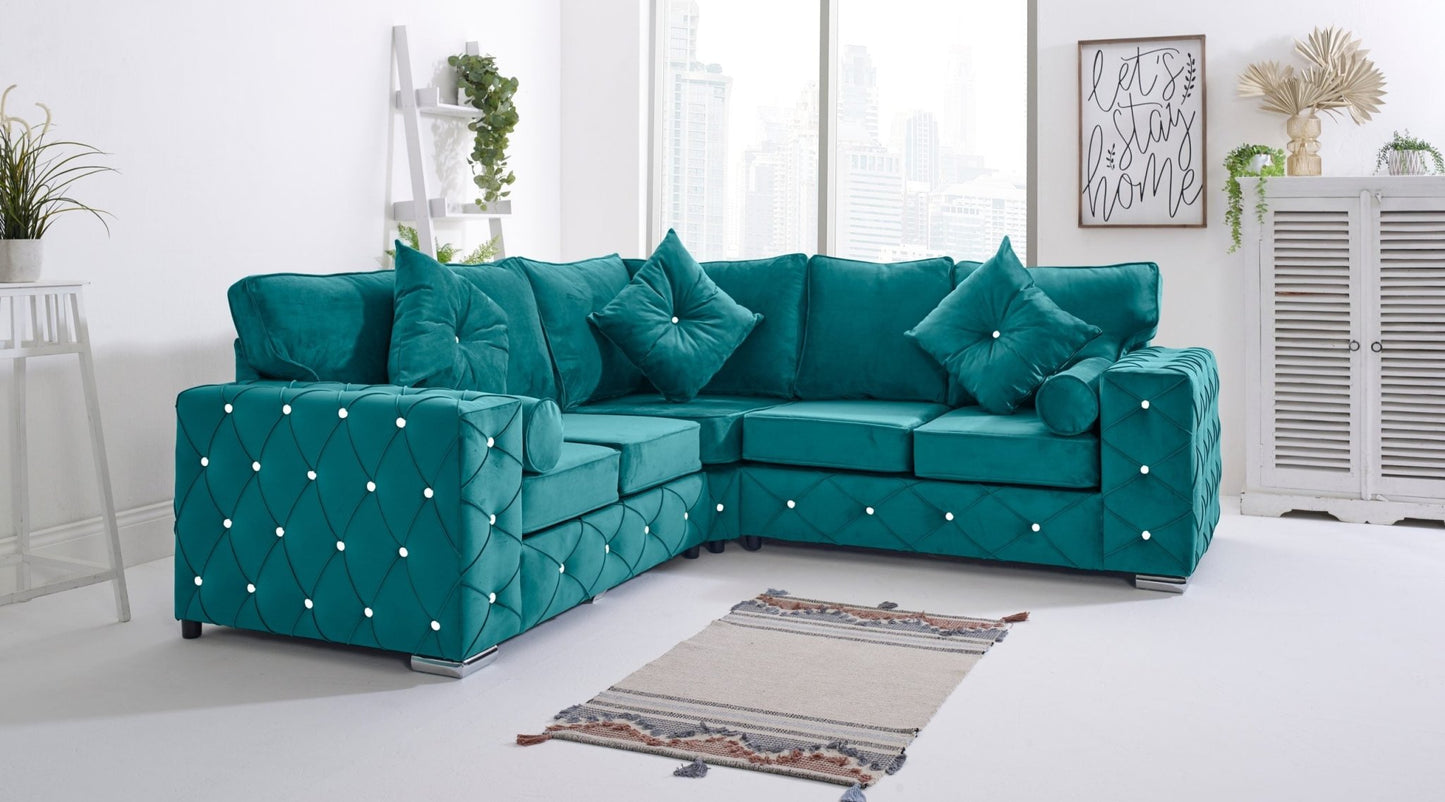 Milton Corner Fullback - 2c2 + Diamonds+ Bolster / Buttoned Cushions - Sofa Empire UK