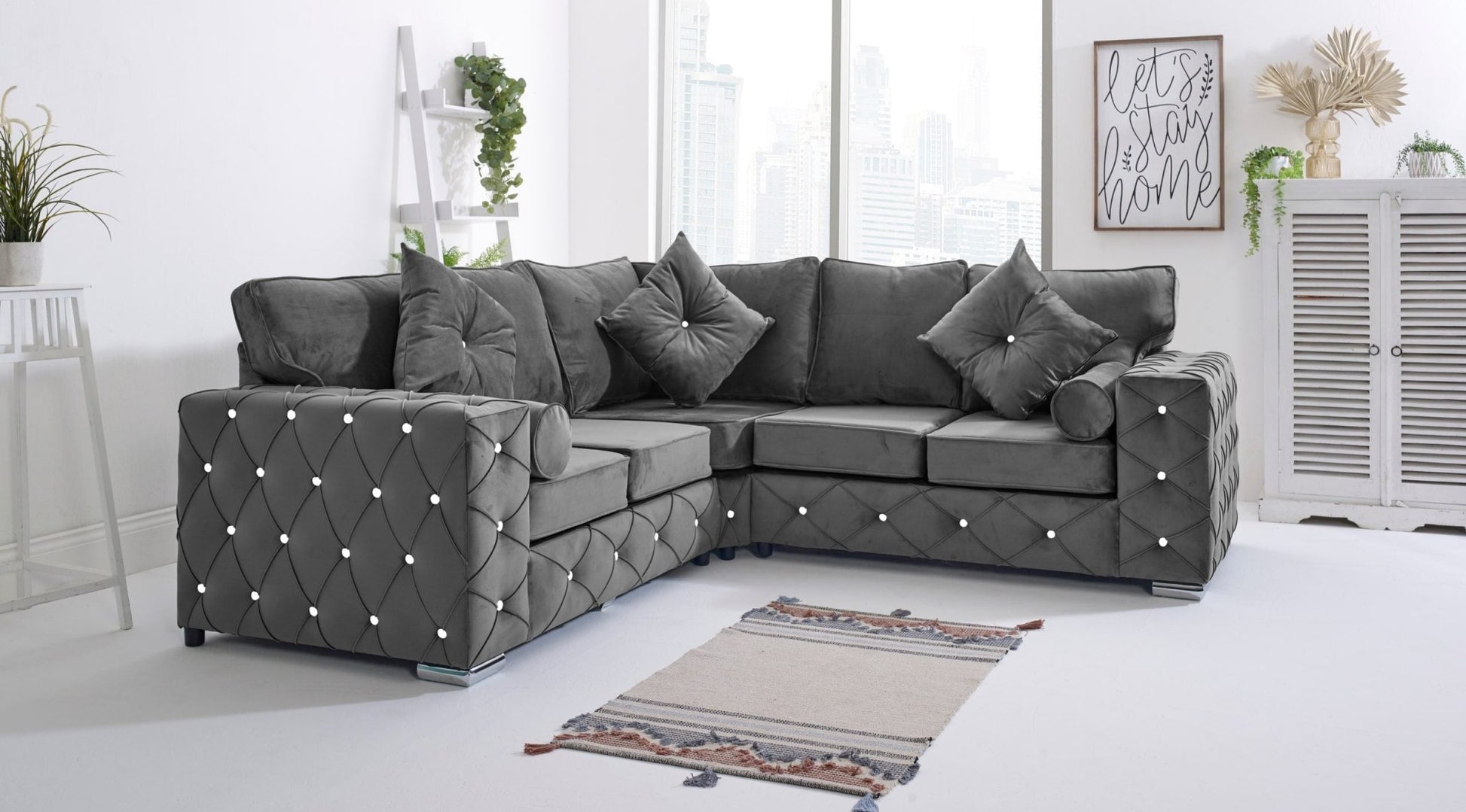 Milton Corner Fullback - 2c2 + Diamonds+ Bolster / Buttoned Cushions - Sofa Empire UK