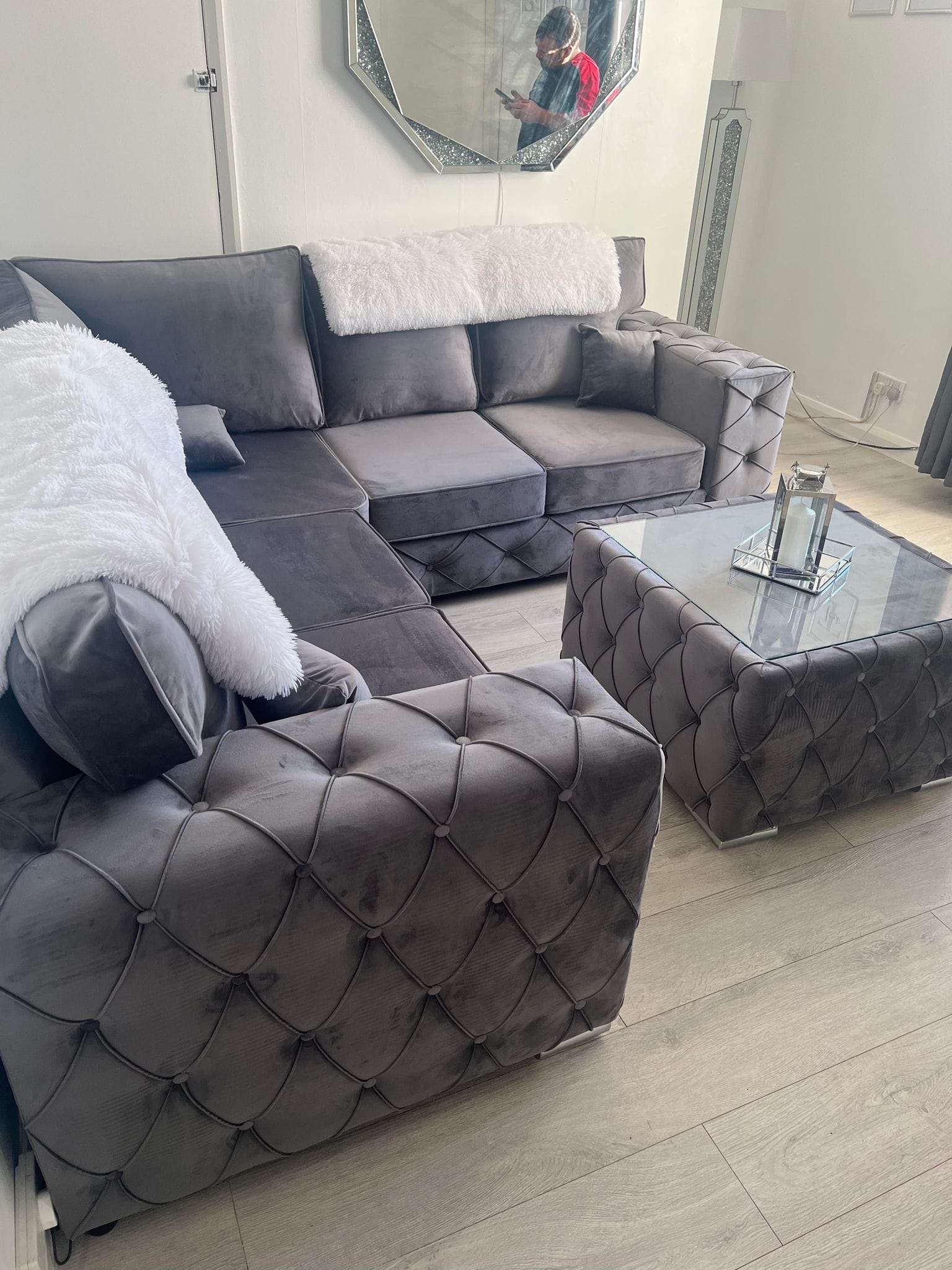 Milton - Grey - Fullback + Coffee Table - Sofa Empire UK
