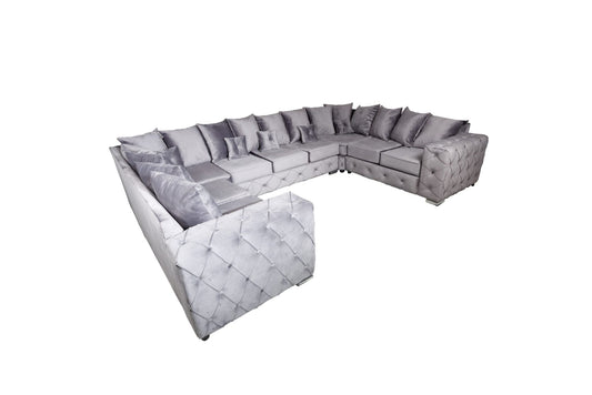 Milton U Shape 9 Seater - Plush Velvet - Sofa Empire UK