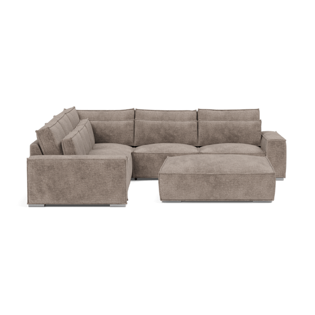 Broadgate Textured Velvet Double Corner & Footstool Set