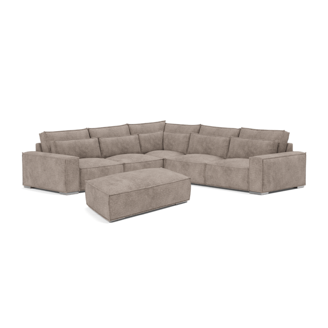 Broadgate Textured Velvet Double Corner & Footstool Set