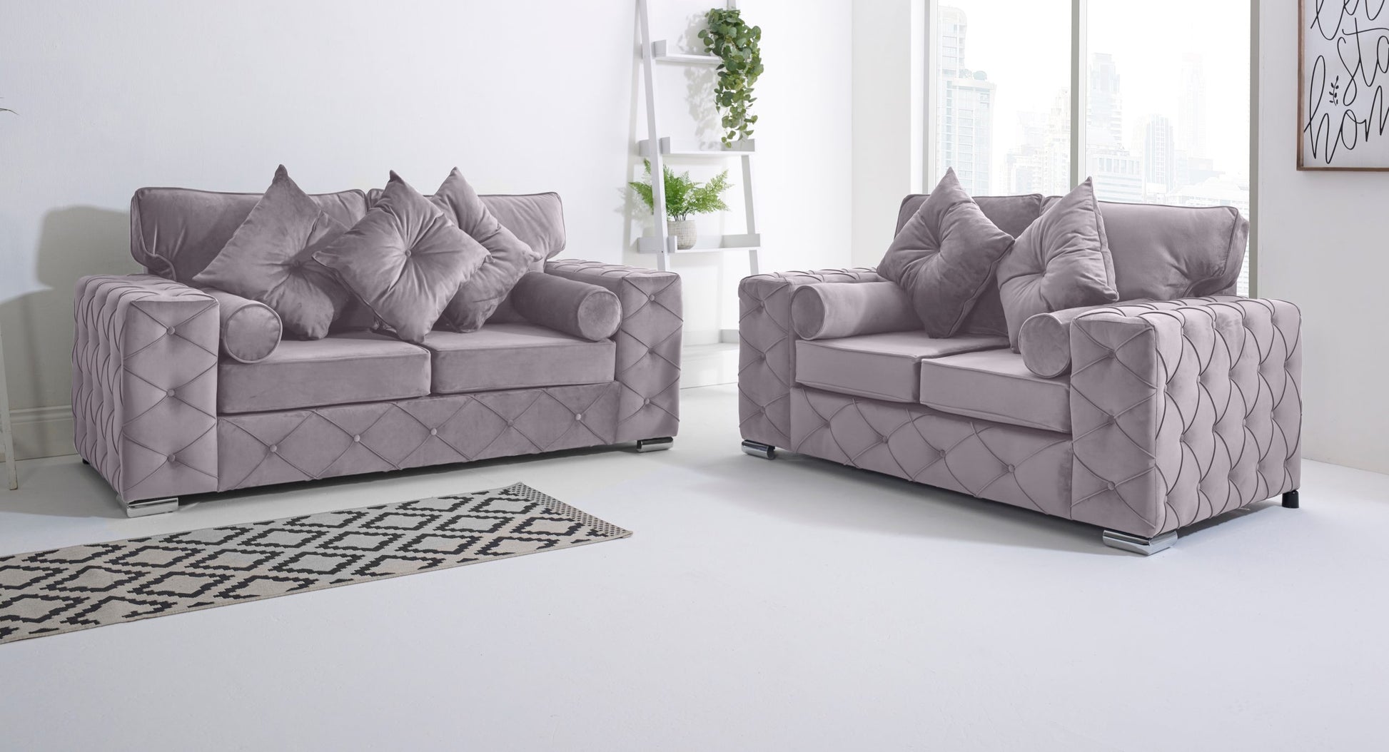 Milton 3+2 Fullback + Bolster / Buttoned Cushions - Sofa Empire UK