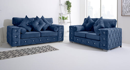 Milton 3+2 Fullback + Diamonds + Bolster / Buttoned Cushions - Sofa Empire UK