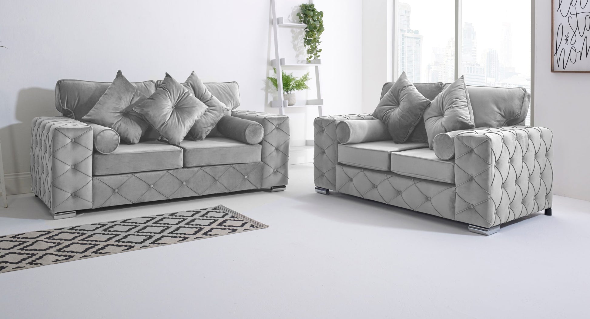 Milton 3+2 Fullback + Bolster / Buttoned Cushions - Sofa Empire UK