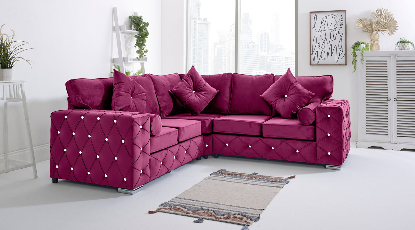 Milton Corner Fullback - 2c2 + Diamonds+ Bolster / Buttoned Cushions - Sofa Empire UK