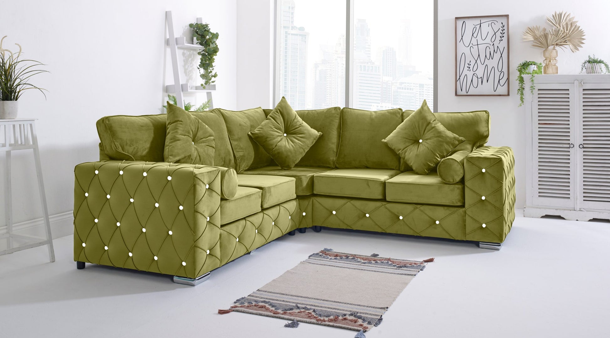 Milton Corner Fullback - 2c2 + Diamonds+ Bolster / Buttoned Cushions - Sofa Empire UK