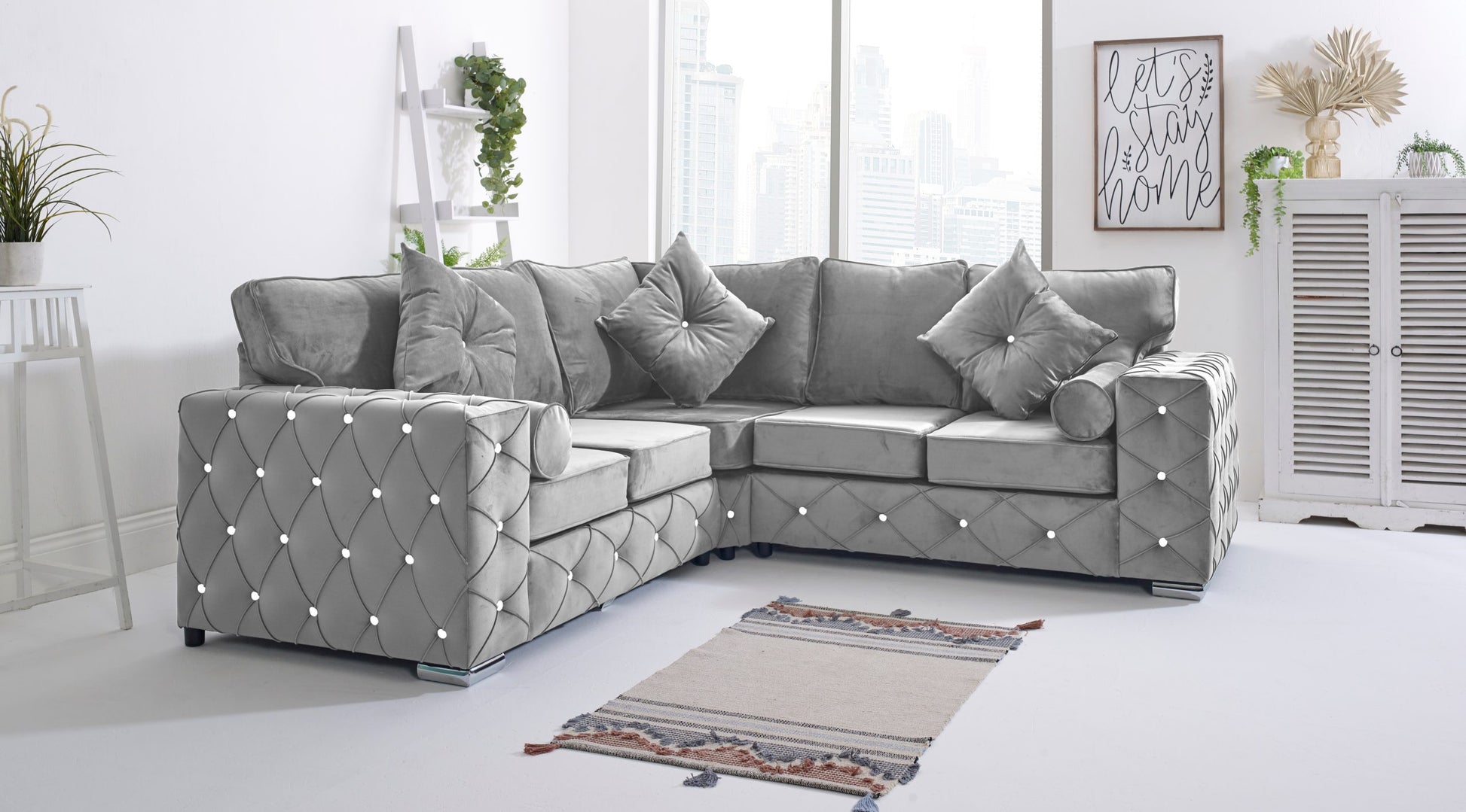 Milton Corner Fullback - 2c2 + Diamonds+ Bolster / Buttoned Cushions - Sofa Empire UK